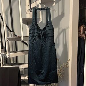 Elegant Vintage Halter Neck Dress in Dark Teal